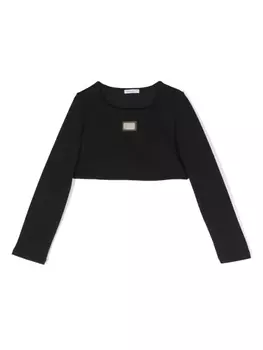 Dolce & Gabbana укороченная рубашка с нашивкой-логотипом, черный