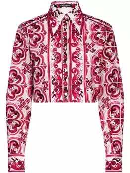 Dolce & Gabbana укороченная рубашка с принтом Majolica, красный
