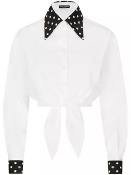 Dolce & Gabbana укороченная рубашка в горох, белый
