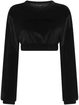 Dolce & Gabbana укороченная толстовка с вышитым логотипом, черный