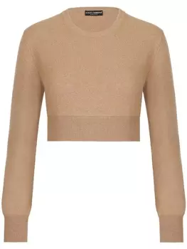 Dolce & Gabbana укороченный джемпер из смесового кашемира, коричневый