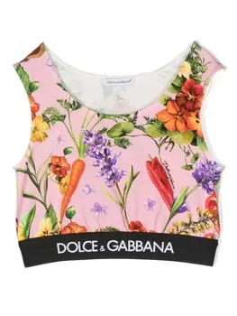 Dolce & Gabbana укороченный топ с цветочным принтом, розовый