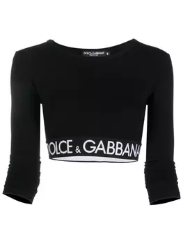 Dolce & Gabbana укороченный топ с логотипом, черный