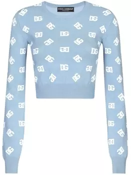 Dolce & Gabbana укороченный топ с логотипом, синий
