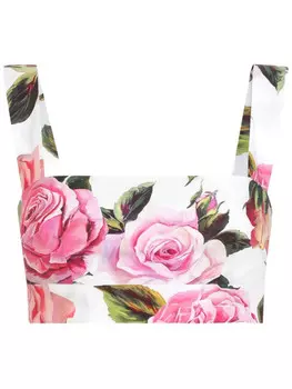 Dolce & Gabbana укороченный топ с принтом, белый