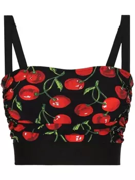 Dolce & Gabbana укороченный топ с принтом Ciliegie, черный