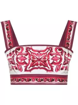 Dolce & Gabbana укороченный топ с принтом Majolica, красный