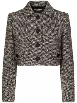 Dolce & Gabbana укороченный твидовый жакет, коричневый