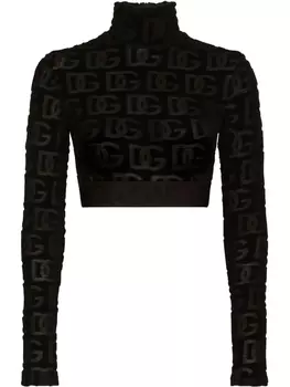 Dolce & Gabbana укороченный жаккардовый топ с логотипом DG, черный