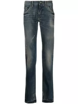 Dolce & Gabbana узкие джинсы с эффектом потертости, синий