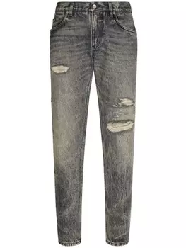 Dolce & Gabbana узкие джинсы с эффектом потертости, черный