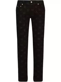 Dolce & Gabbana узкие джинсы с логотипом DG, черный