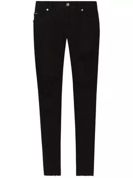 Dolce & Gabbana узкие джинсы с прорезями, черный