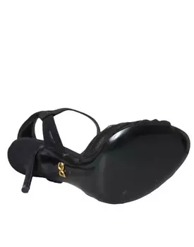 Dolce & Gabbana Замшевые босоножки на каблуке с украшением Женская обувь, черный