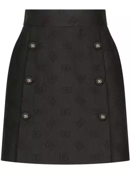 Dolce & Gabbana жаккардовая мини-юбка с логотипом DG, черный