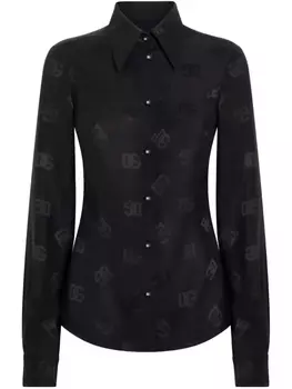 Dolce & Gabbana жаккардовая рубашка с логотипом, черный