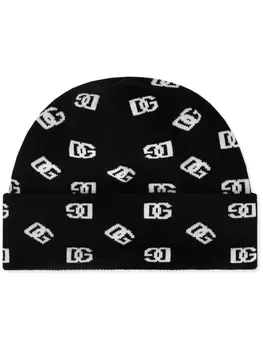 Dolce & Gabbana жаккардовая шапка бини с монограммой DG, черный
