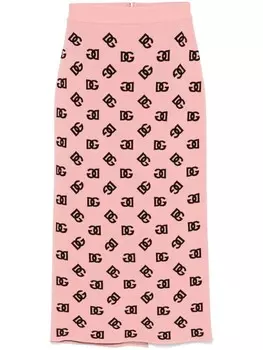 Dolce & Gabbana жаккардовая юбка-карандаш с логотипом DG, розовый