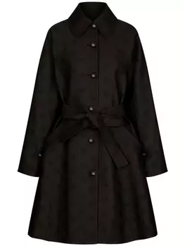 Dolce & Gabbana жаккардовое пальто с поясом и логотипом DG, черный