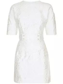 Dolce & Gabbana жаккардовое платье мини с короткими рукавами, белый