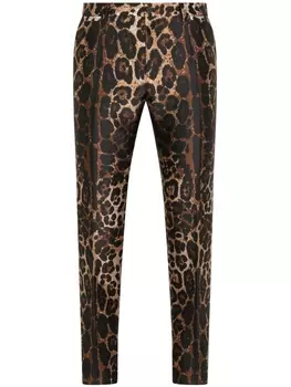 Dolce & Gabbana жаккардовые брюки с леопардовым принтом, коричневый