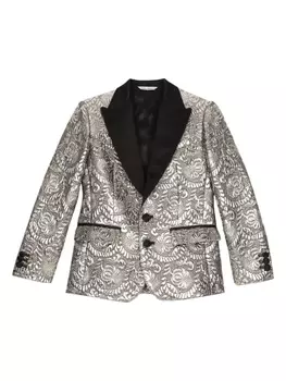 Dolce & Gabbana жаккардовый блейзер с эффектом металлик, серебристый