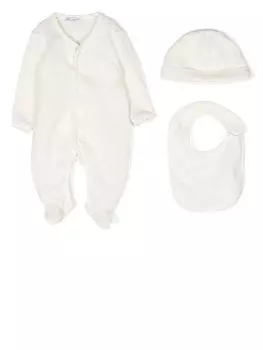 Dolce & Gabbana жаккардовый комплект для новорожденного с логотипом DG, нейтральный цвет