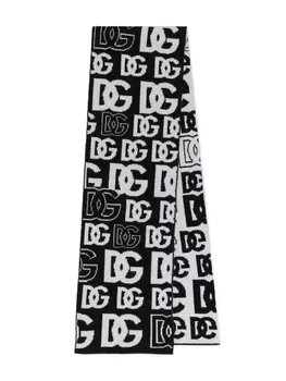 Dolce & Gabbana жаккардовый шарф с логотипом DG, черный