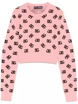 Dolce & Gabbana жаккардовый свитер с логотипом DG, розовый