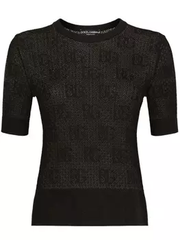 Dolce & Gabbana жаккардовый топ с круглым вырезом, черный