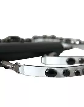 Dolce & Gabbana Женский кожаный кошелек с кристаллами и украшением для карт, цвет Black And White