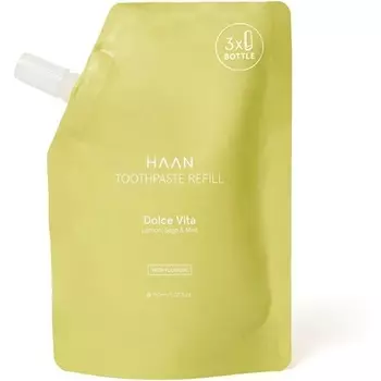 Dolce Vita, сменный блок для реминерализирующей зубной пасты с фтором, 150 мл, веганский, многоразовый, со вкусом лимона и мяты, Haan