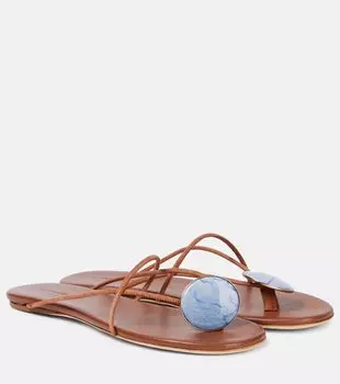 Дома украшенные сандалии-танга Christopher Esber, Cocount Brown