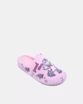Домашние тапочки для девочек из текстиля с рисунком единорога Garzn, розовый