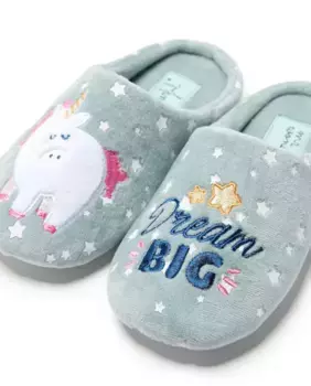 Домашние тапочки для девочки цвета морской волны с вышивкой Mr. Wonderful, цвет Verde Agua