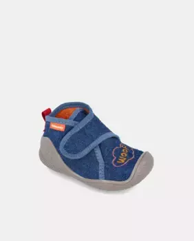 Домашние тапочки для мальчика из шерсти с усиленным носком Biomecanics, синий