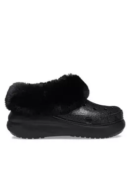 Домашние тапочки Furever Crush Crystal Glitter Crocs, черный