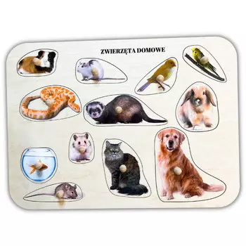 Домашние животные, деревянные пазлы с ручками и подписями, первые пазлы Inna marka