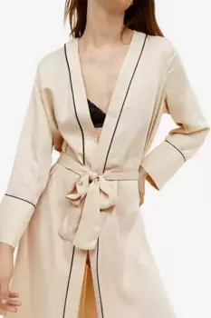 Домашний халат из атласа H&M, бежевый