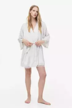 Домашний халат из атласа H&M, бежевый