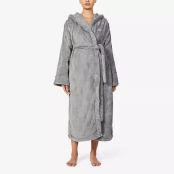 Домашний халат из переработанного полиэстера с вышитым логотипом Soho, серый