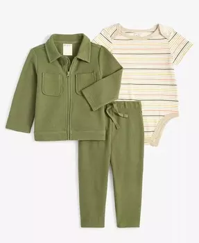 Домашний комплект из куртки, боди и брюк в полоску для маленьких мальчиков First Impressions, белый