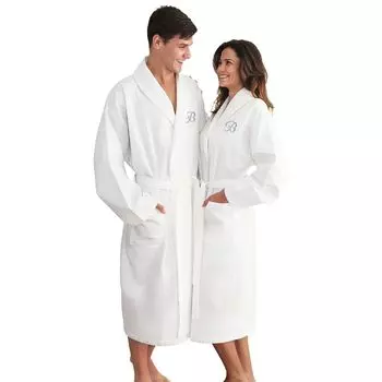 Домашний текстиль Linum, турецкий хлопок, индивидуальный халат вафельного плетения Linum Home Textiles, белый/серый