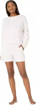 Домашний топ Donna Karan Long Sleeve Sleep Top and Shorts, цвет Pink Print