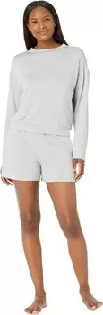 Домашний топ Donna Karan Long Sleeve Sleep Top and Shorts, цвет Grey Heather