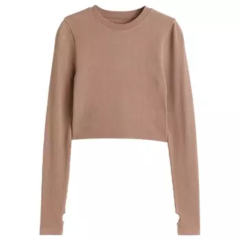 Домашний топ H&amp;M Viscose-blend Crop, бежевый