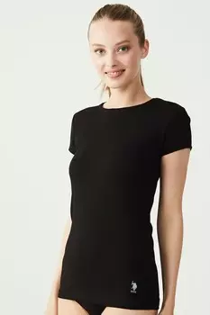 Домашняя футболка из хлопка и модала U S Polo Assn , черный