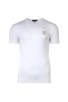 Домашняя футболка с овальным вырезом и логотипом Versace, белый