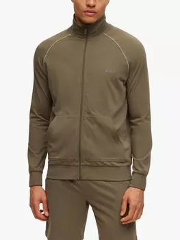 Домашняя куртка на молнии из эластичного хлопка BOSS HUGO BOSS, открытый зеленый