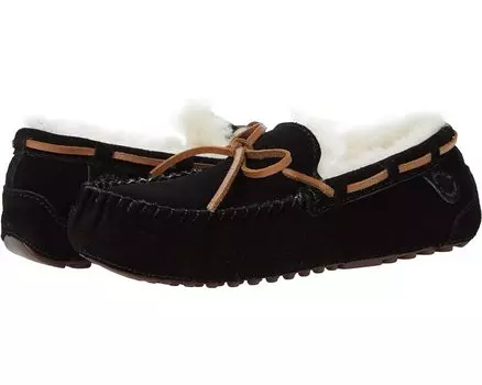 Домашняя обувь FIRESIDE by Dearfoams Victoria Genuine Shearling Moccasin with Tie, черный
